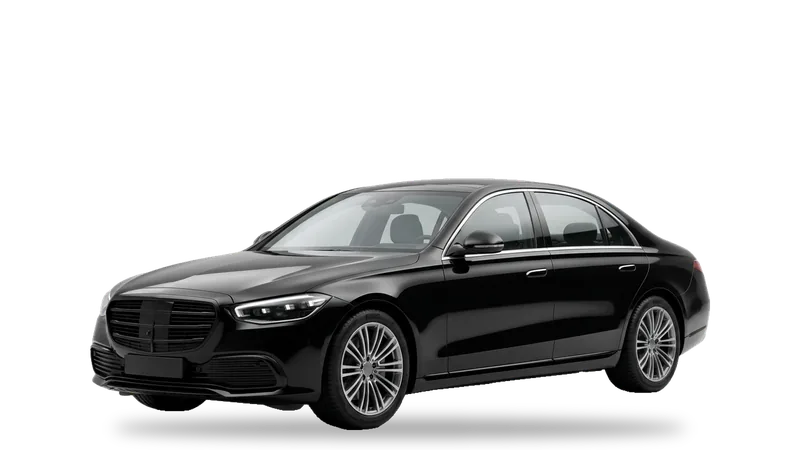 Generic unbranded luxury sedan, front three-quarter view
