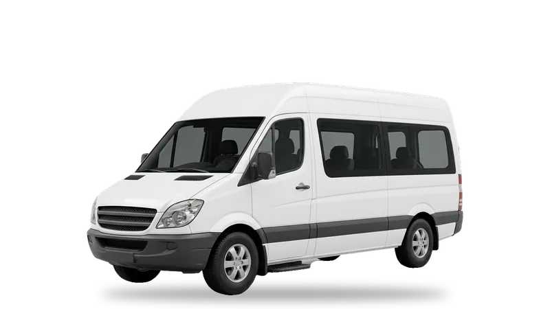 Generic unbranded sprinter-style van, front three-quarter view